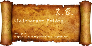 Kleinberger Balázs névjegykártya